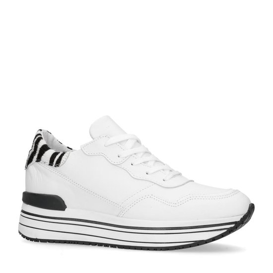 Manfield - Dames - Witte platform sneakers met zebraprint - Maat 42 |  bol.com