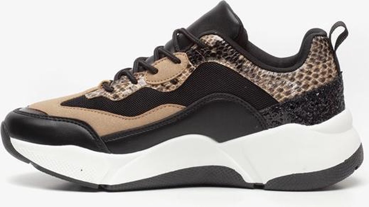 Claudia Ghizzani dames Dad sneakers slangenprint - Zwart - Maat 39 | bol.com