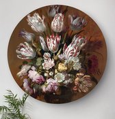 HIP ORGNL Schilderij Stilleven met bloemen Bollongier - ⌀100cm - Wandcirkel