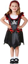 Smiffy's - Piraat & Viking Kostuum - Kleine Piraat Zoekt De Schatkist - Meisje - rood,zwart - Maat 90 - Carnavalskleding - Verkleedkleding