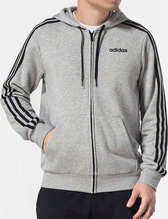 adidas Essentials 3-Stripes vest heren grijs/zwart | bol.com