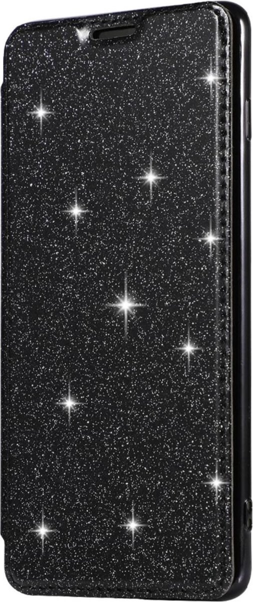 Flip Case Glitter voor Samsung Galaxy S10 - Zwart - Hoogwaardig PU leer - Soft TPU - Folio