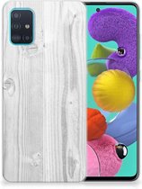 Geschikt voor Samsung Galaxy A51 Bumper Hoesje White Wood