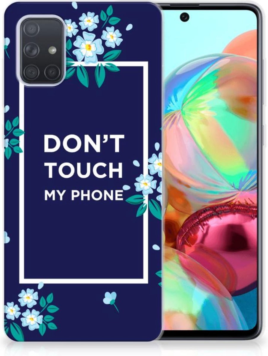 Samsung Galaxy A71 Silicone-hoesje Flowers Blue DTMP