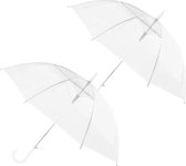 2x Transparant plastic paraplu 92 cm - doorzichtige paraplu - trouwparaplu - bruidsparaplu - stijlvol - bruiloft - trouwen - fashionable