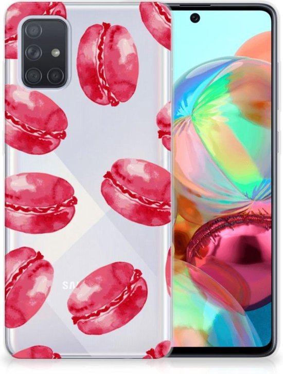 Coque Téléphone pour Samsung Galaxy A71 Housse TPU Silicone Etui Rose Macarons