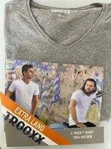 Trooxx T-shirt 2-Pack Extra Long - V- Neck - Grey - S