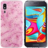 BackCover Marble hoesje met Glitter - Telefoonhoesje voor Samsung A2 Core - Roze