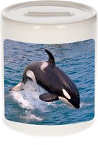 Dieren grote orka foto spaarpot 9 cm jongens en meisjes - Cadeau spaarpotten grote orka orka walvissen liefhebber