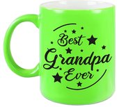 Best Grandpa Ever cadeau koffiemok / theebeker neon groen 330 ml