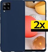 Samsung A42 Hoesje Back Cover Siliconen Hoes Donker Blauw - 2 Stuks