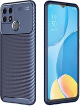 Oppo A15 Hoesje Geborsteld TPU Flexibele Back Cover Blauw