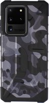 Backcover Shockproof Army - Hoesje met legerprint - Telefoonhoesje voor Samsung S20 Ultra - Zwart