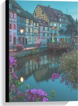 Canvas  - Gekleurde Huisjes aan het Water - 40x60cm Foto op Canvas Schilderij (Wanddecoratie op Canvas)