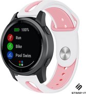 Siliconen sport duo bandje - geschikt voor Garmin Vivoactive 4 45mm / Garmin Venu 2 - wit/roze