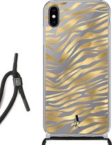 iPhone Xs Max hoesje met koord - Zebraprint Goud