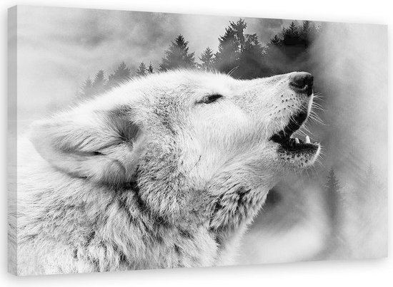 Uithoudingsvermogen Beringstraat Sherlock Holmes Schilderij Wolf in de mist, 2 maten, zwart-wit (wanddecoratie) | bol.com