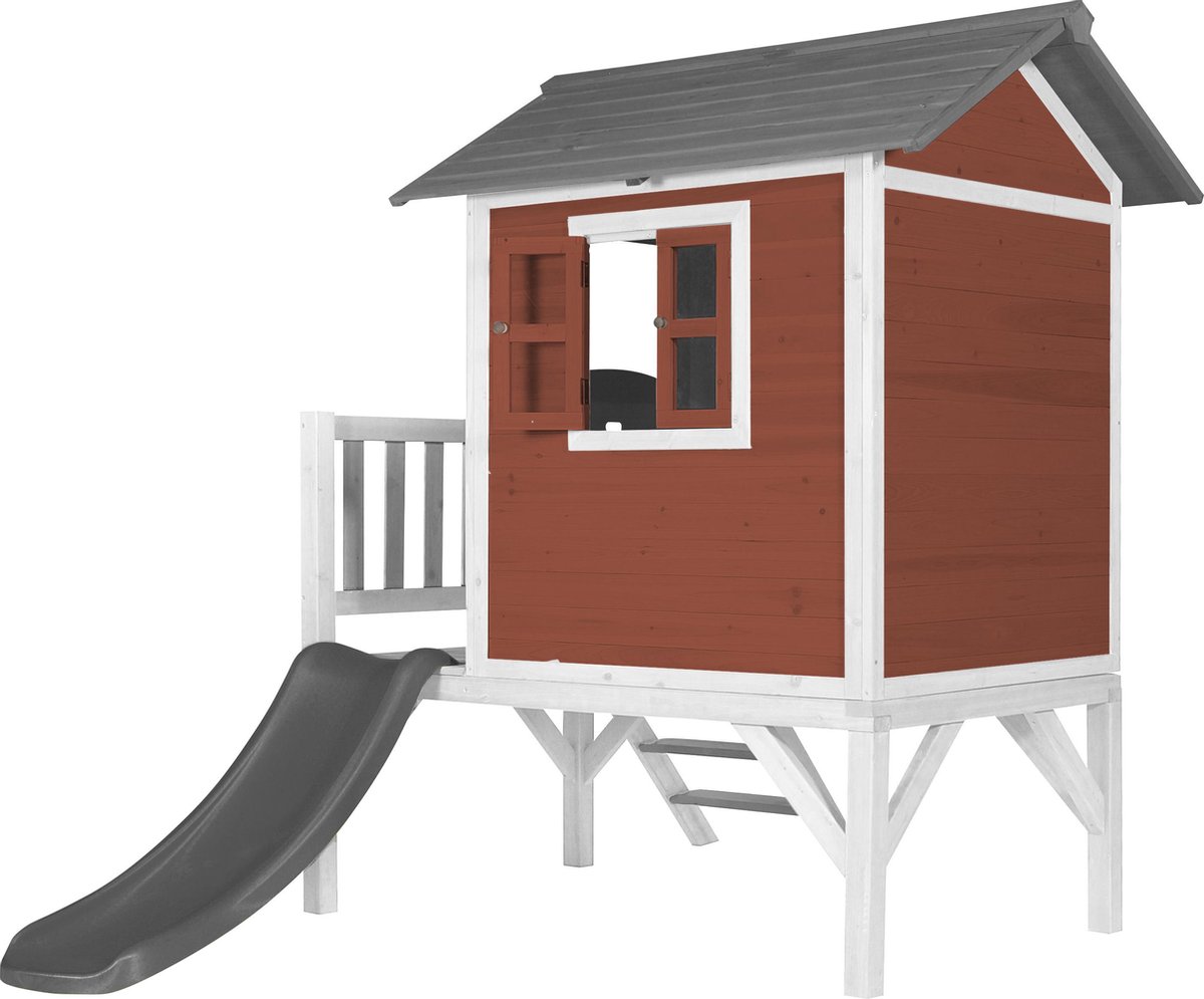 AXI Beach Lodge XL Speelhuis in Rood - Met Verdieping en Grijze Glijbaan - Speelhuisje voor de tuin / buiten - FSC hout - Speeltoestel voor kinderen — afbeelding 10