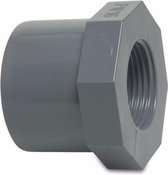 VDL Verloopring PVC-U 50 mm x 1" lijm spie x binnendraad 16bar grijs
