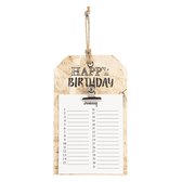 Clayre & Eef Verjaardagskalender 15*1*25 cm Bruin Hout Vierkant Happy Birthday Maandkalender Keukenkalender