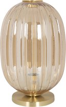 Clayre & Eef Tafellamp inclusief lichtbron Ø 20*35 cm E14/max 1*40W Goudkleurig Metaal, Glas Ovaal