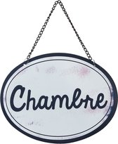 Clayre & Eef Tekstbord 17*13 cm Blauw Ijzer Ovaal Wandbord Quote Bord Spreuk