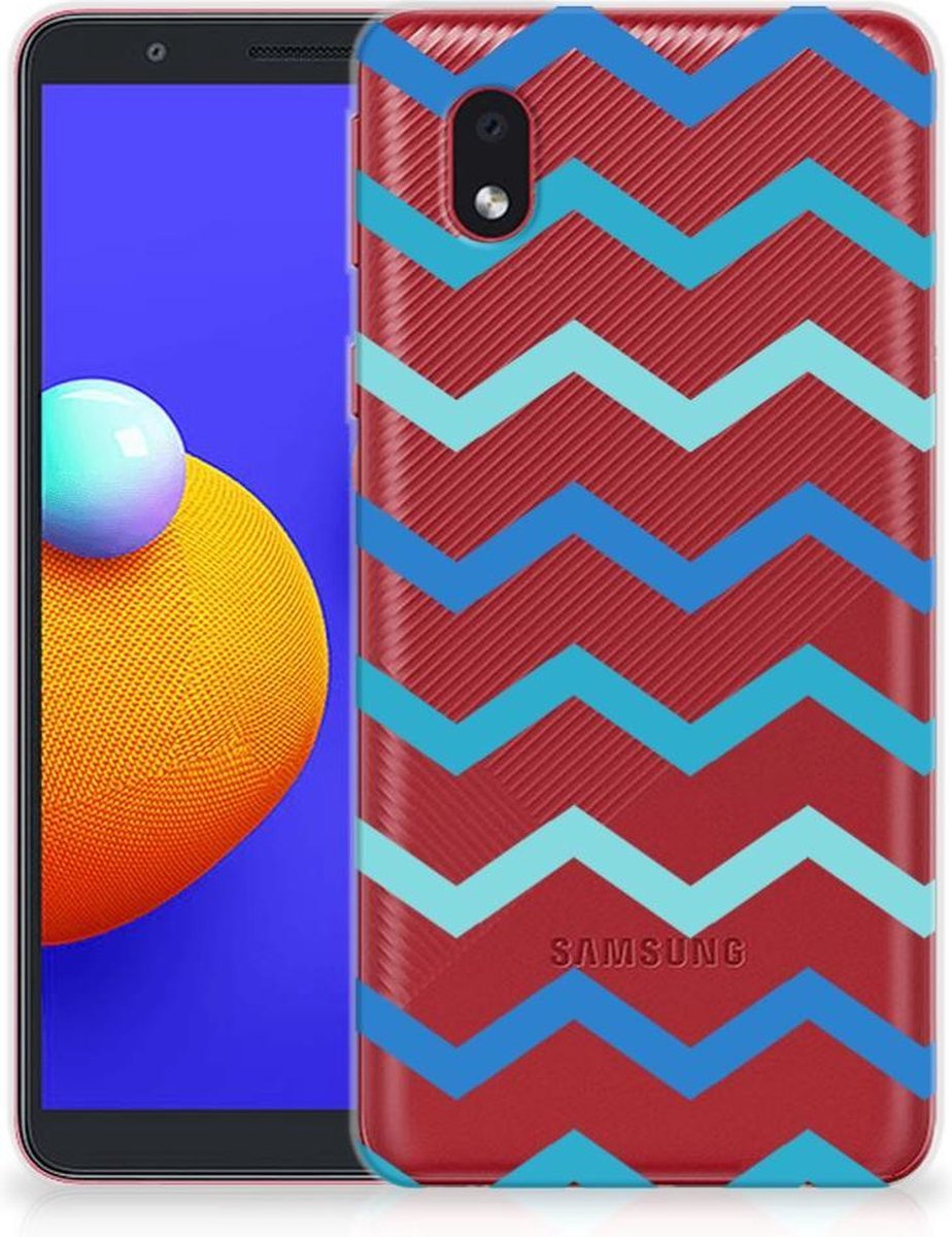 Samsung Galaxy A01 Core TPU bumper Zigzag Blauw