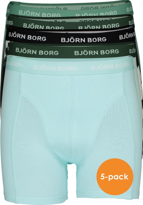 Borg boxershorts Essential (5-pack) - uni groen en zwart met bloemen - Maat: XXL | bol.com