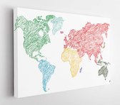 Vector illustration world map pencil sketched  - Modern Art Canvas - Horitonzal -  455621377 - 40*30 Horizontal