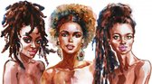 Aquarelle beauté femmes africaines. Illustration de mode à colorier. Portrait dessiné à la main de belles filles sur fond blanc - toile d' Art moderne - horizontal - 1085156564 - 40 * 30 horizontal
