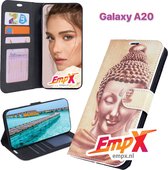 EmpX.nl Galaxy A20 Print (Buddha) Boekhoesje | Portemonnee Book Case voor Samsung Galaxy A20 met Print (Buddha) | Met Multi Stand Functie | Kaarthouder Card Case Galaxy A20 Print (Buddha) | M