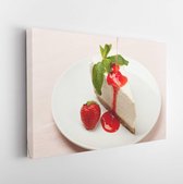 Onlinecanvas - Schilderij - Chesecake Strawberry Art Horizontal Horizontal - Multicolor - 75 X 115 Cm