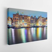 View of streets and canals in the city center at night in AMSTERDAM, NETHERLANDS. - Modern Art Canvas - Horizontal - 1253279008 - 80*60 Horizontal