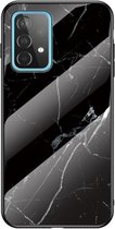 Marble Glass Back Cover - Samsung Galaxy A52 / A52s Hoesje - Zwart