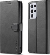 LC.IMEEKE Luxe Book Case - Geschikt voor Samsung Galaxy S21 Ultra Hoesje - Zwart
