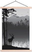 Sweet Living Poster - Hert In Het Meer - 0 X 0 Cm - Zwart En Wit
