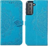 iMoshion Hoesje Geschikt voor Samsung Galaxy S21 Hoesje Met Pasjeshouder - iMoshion Mandala Bookcase - Turquoise