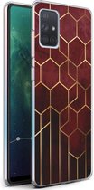 iMoshion Hoesje Geschikt voor Samsung Galaxy A71 Hoesje Siliconen - iMoshion Design hoesje - Goud / Rood / Brick Red Honeycomb