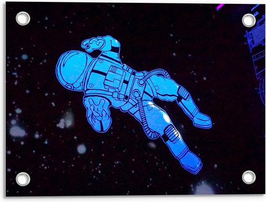 Tuinposter – Cartoon Astronaut in de Ruimte - 40x30cm Foto op Tuinposter  (wanddecoratie voor buiten en binnen)