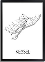 Kessel Plattegrond poster A4 + Fotolijst Zwart (21x29,7cm) - DesignClaud