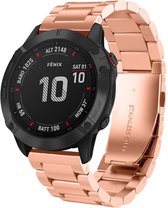 Stalen Smartwatch bandje - Geschikt voor  Garmin Fenix 5x / 6x stalen band - rosé goud - Horlogeband / Polsband / Armband