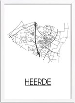 Heerde Plattegrond poster A4 + Fotolijst Wit (21x29,7cm) - DesignClaud