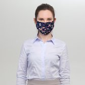 Detex Mondkapje 3 stuks – Katoen – Masker stof wasbaar – Blauw met roze bloemen