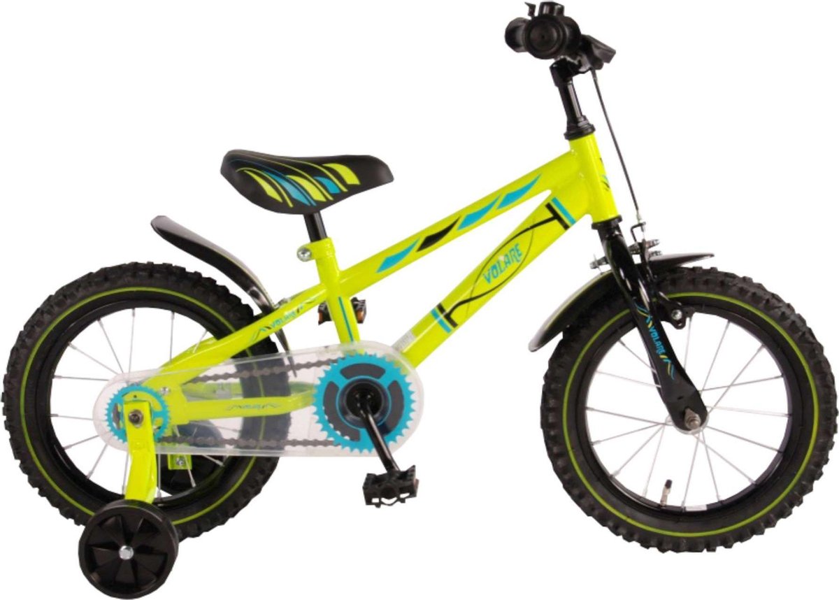 Volare Electric Green Kinderfiets - Jongens - 14 inch - Neon Groen - 95% afgemonteerd