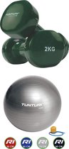 Tunturi - Fitness Set - Vinyl Dumbbell 2 x 2 kg  - Gymball Zilver 75 cm