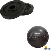 Tunturi - Fitness Set - Halterschijven 2 x 1,25 kg - Gymball Zwart met Anti Burst 75 cm