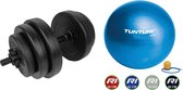 Tunturi - Fitness Set - Vinyl Halterset 15 kg  - Gymball Blauw 65 cm