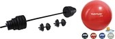 Tunturi - Fitness Set - Vinyl Barbell/Dumbbell Set 50Kg   - Gymball Rood 65 cm