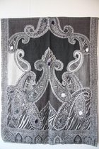 1001musthaves.com Wollen dames sjaal in diverse grijs tinten met wol-wit 70 x 180 cm