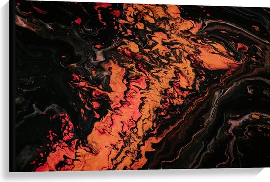 Canvas  - Abstracte Lava Rivier - 90x60cm Foto op Canvas Schilderij (Wanddecoratie op Canvas)